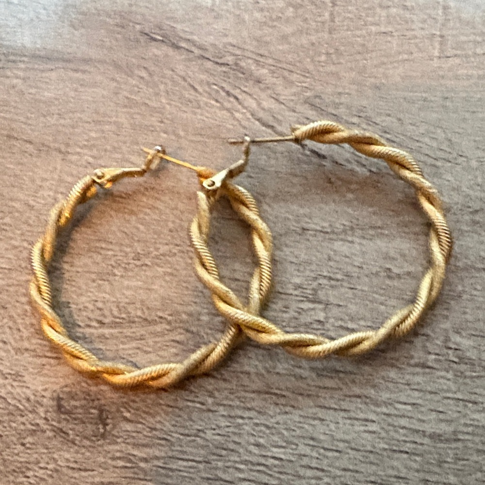 3/$6 Elegant Costume Jewelry Gold Twisted Hoop Earrings